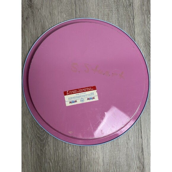 Vintage Jubilee Elite Metal Tray MTM England Flowers 12 1/2" Round Pink Yellow - Picture 6 of 9